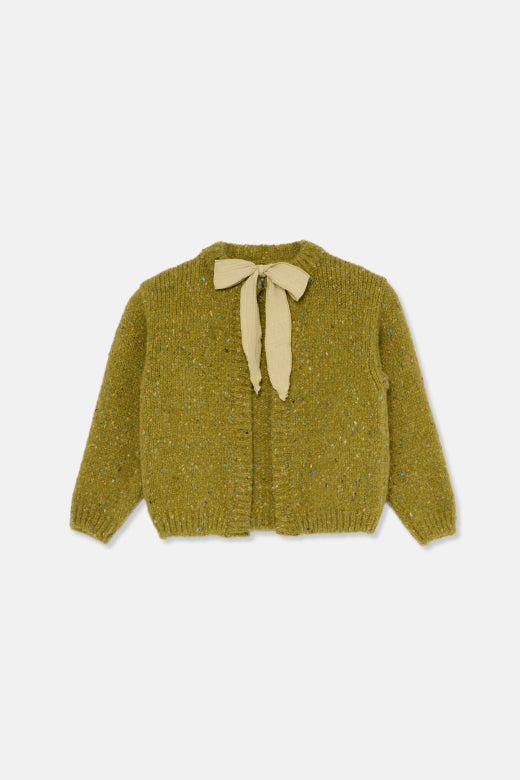 FLECKED TRICOT CARDIGAN GREEN