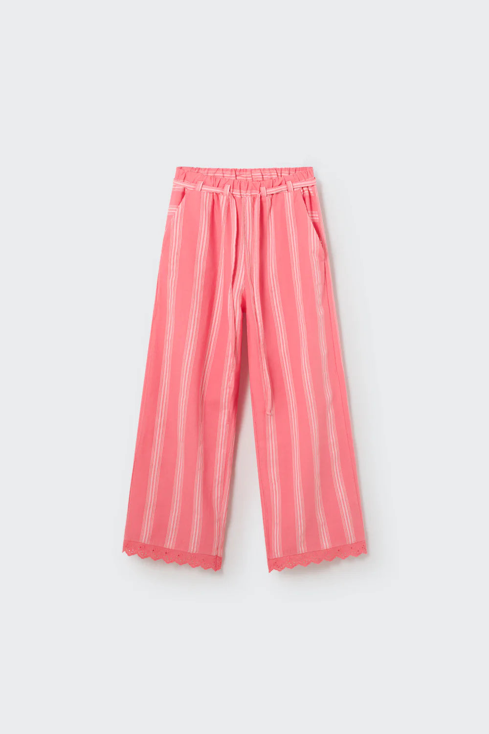 Organic Striped Ruffle Pants || Confetti Pink