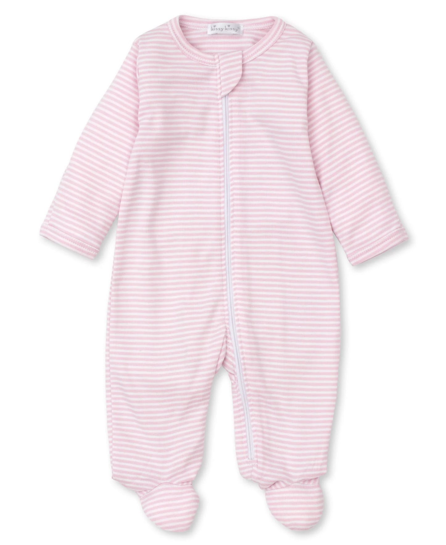 Zip Footie Pink Stripe and Bib Set  || Fairway Foursome