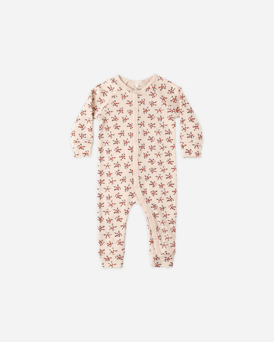Organic Long John Pajamas || Holly Berry