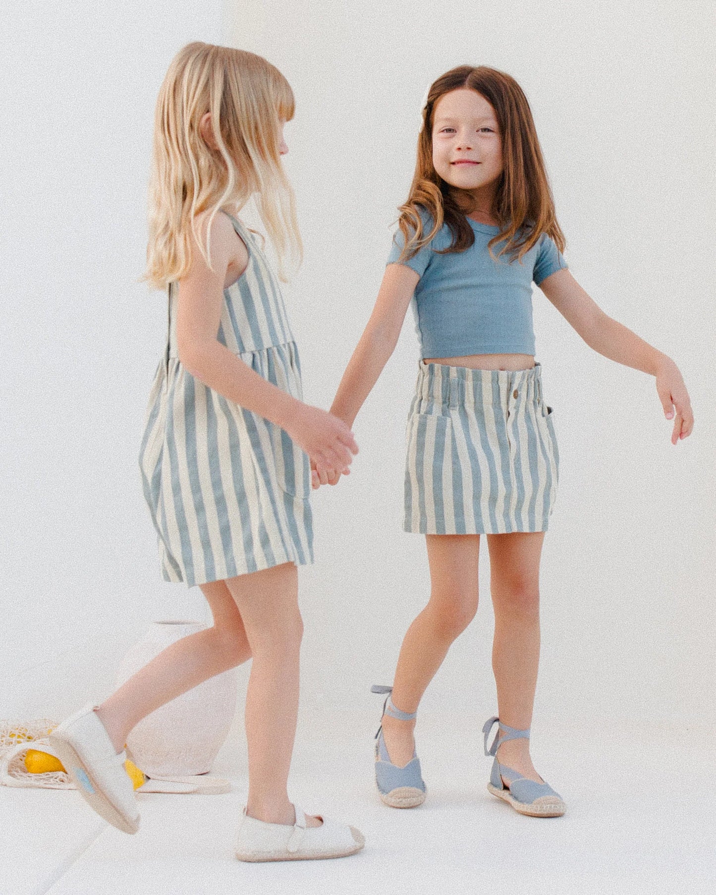 Pointelle Tee & Denim Mini Skirt Set || Ocean
