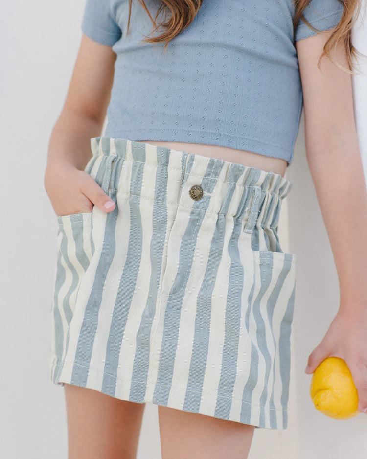 Pointelle Tee & Denim Mini Skirt Set || Ocean