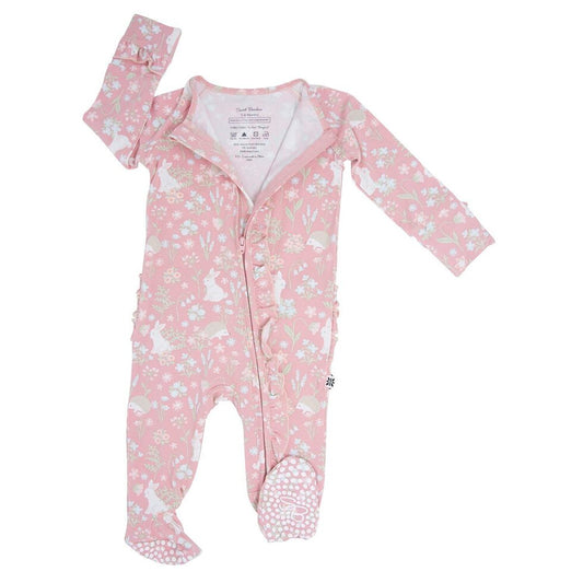 Bamboo Ruffle Footie || Woodland Bunny