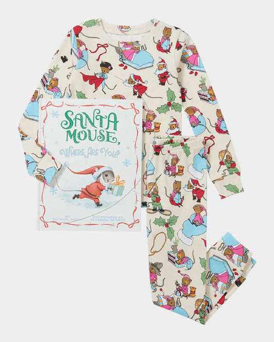 SANTA MOUSE BOOK AND MATCHING PAJAMA SET