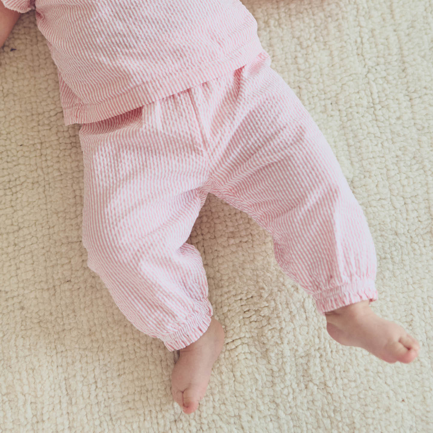 Seersucker Pink Stripe Frill Top and Pant Set