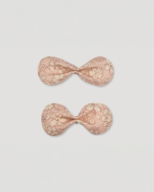 Hair Bow Clip Set || Garden Flower Pink