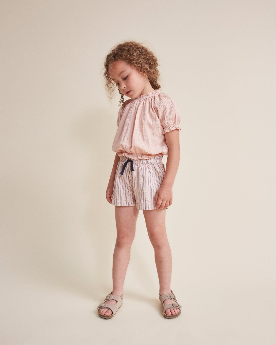 Striped Waistcoat Blouse and Short Set || Rose 2 Piece Set
