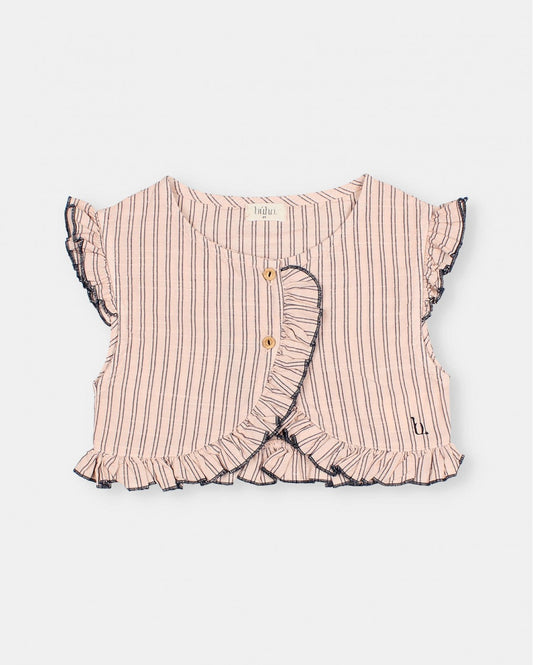 Striped Waistcoat Blouse and Short Set || Rose 2 Piece Set