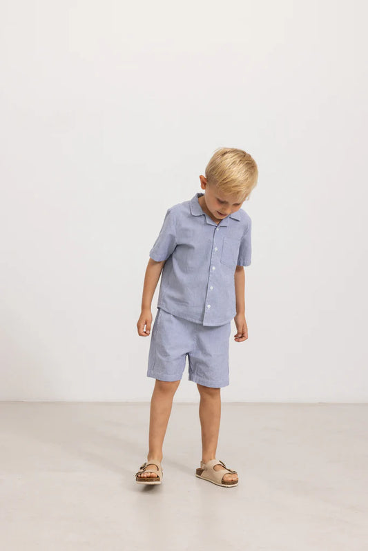 Take Shirt & Pal Shorts Set || Blue Stripe