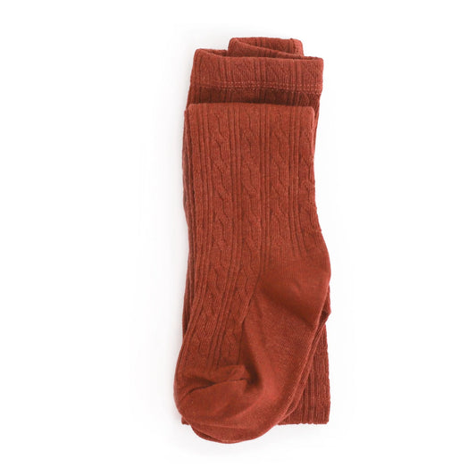 CABLE KNIT TIGHTS BRICK