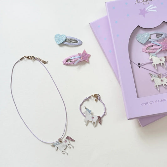 UNICORN HAIR AND JEWLERY SET