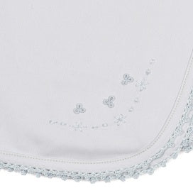 Receiving Blanket with Crochet Trim || Blue