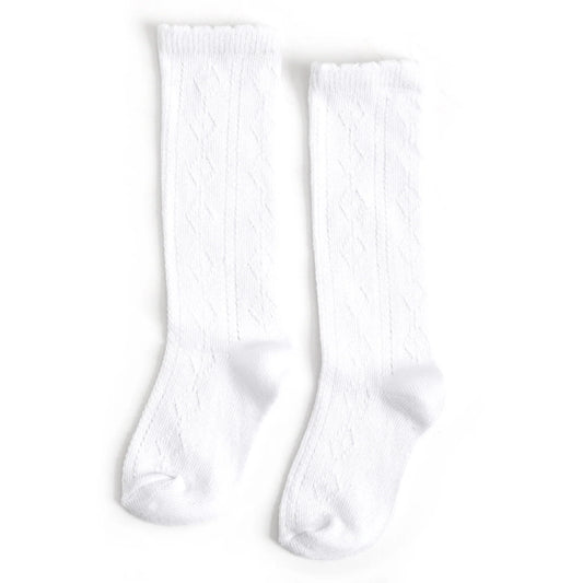 KNEE HIGH SOCKS WHITE SCALLOPED