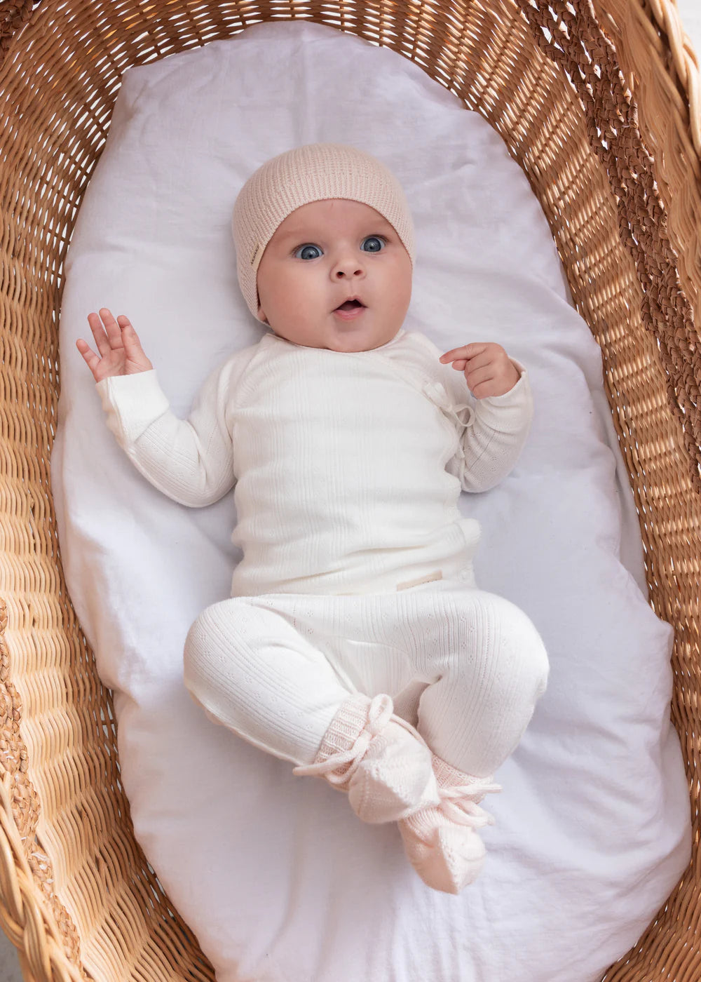 Pointelle Bodysuit and Pant Set - Gentle White