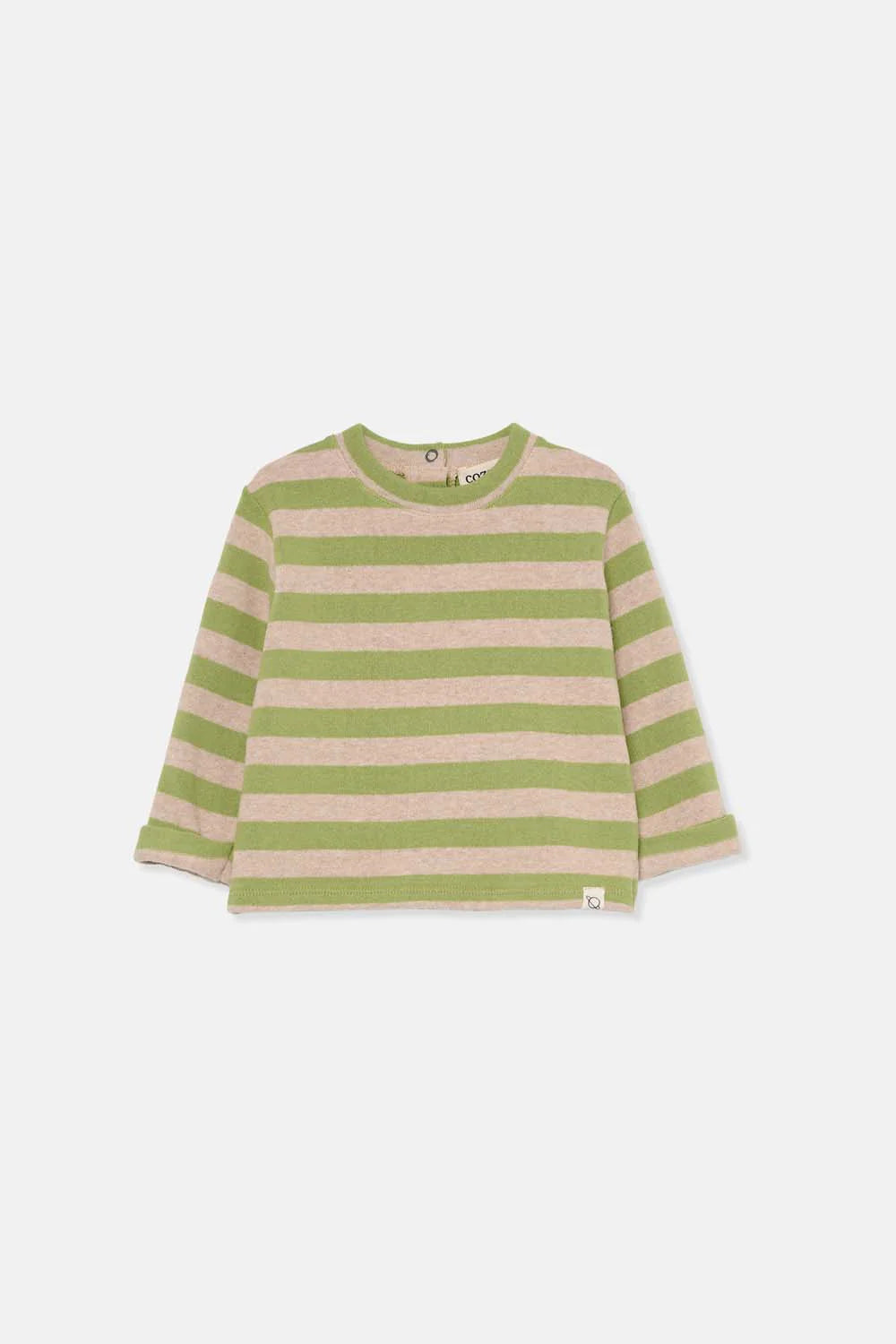 WIDE STRIPES BABY SWEATER GREEN