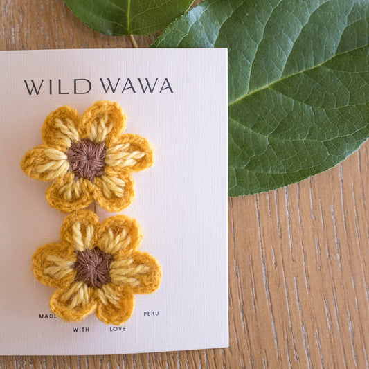 Crochet Hair Clip Set Sunflower || Field