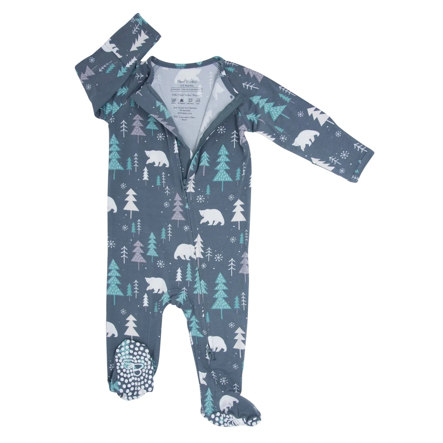 BAMBOO ZIPPER FOOTIE WINTER FOREST